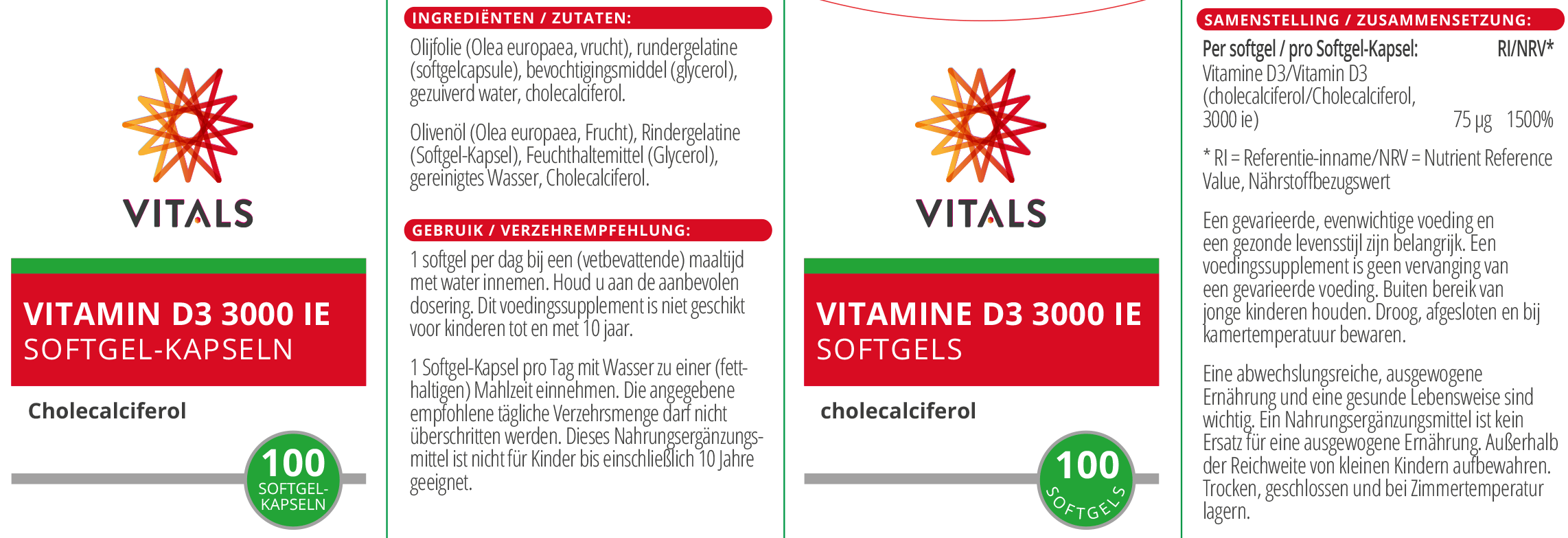 Vitamin D3 3000 IE Softgel-Kapseln von VITALS