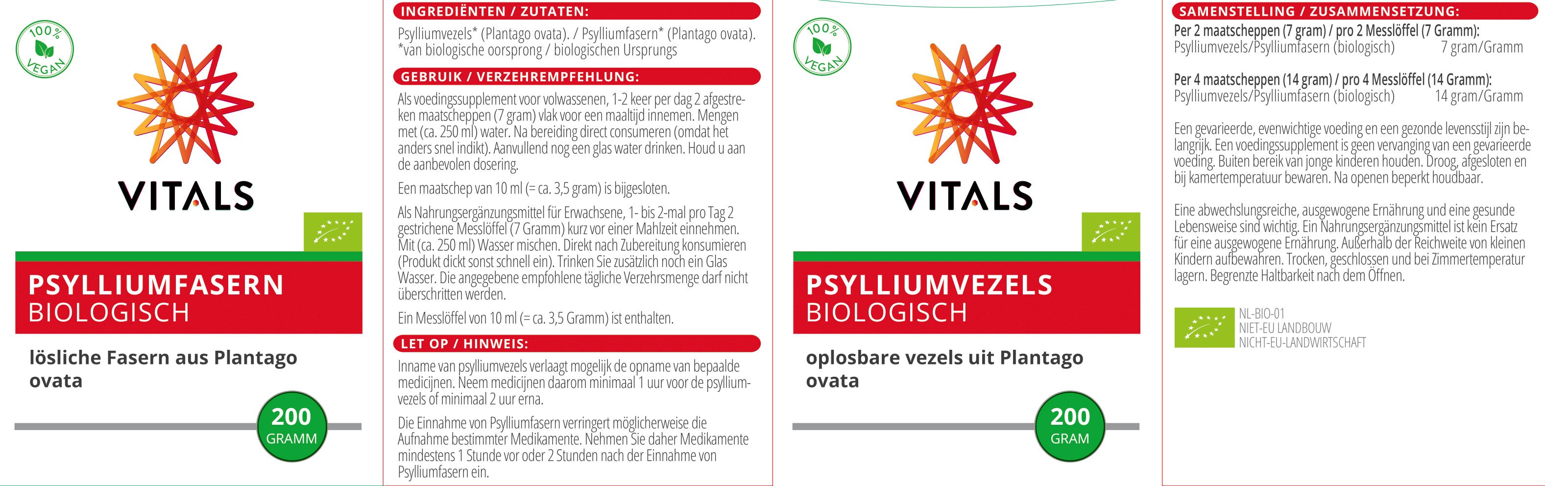 Psylliumfasern Biologisch von VITALS