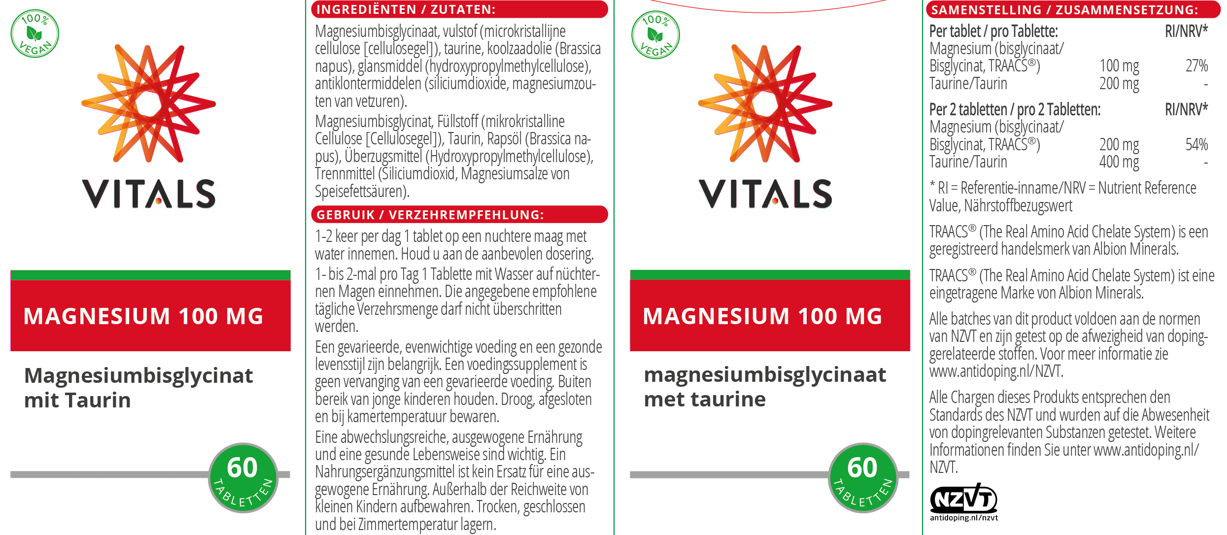 Magnesium Bisglycinat 100 mg von VITALS