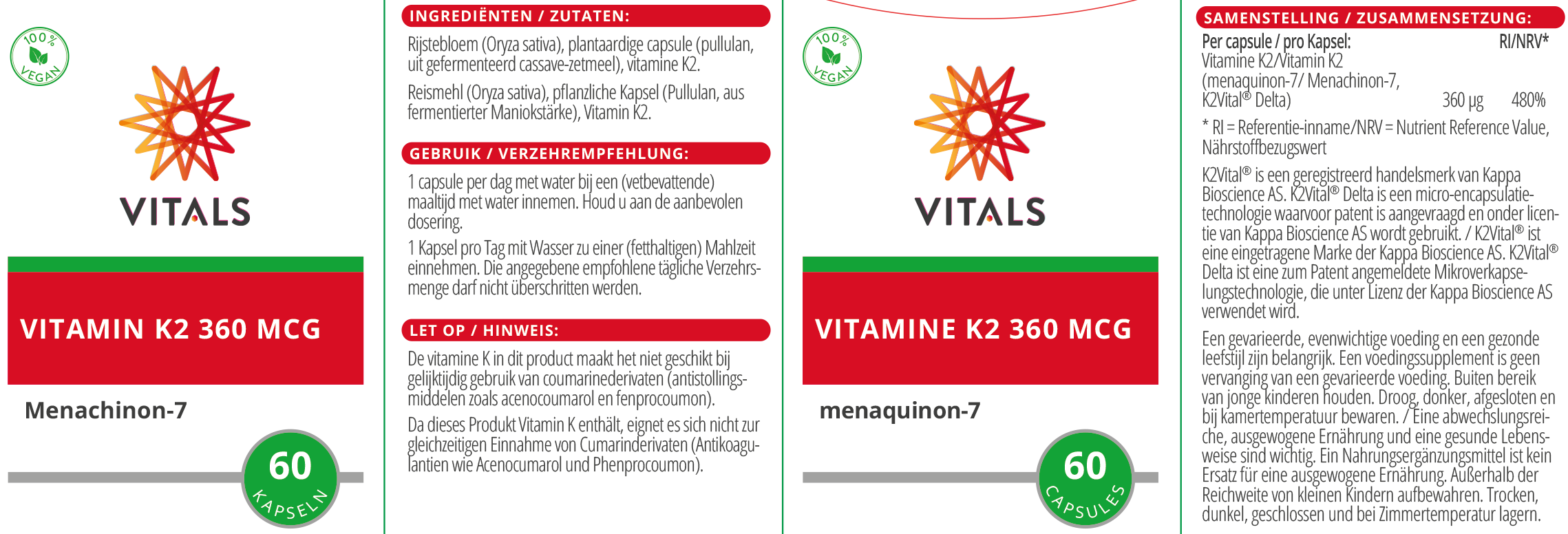 Vitamin K2 360 mcg von VITALS