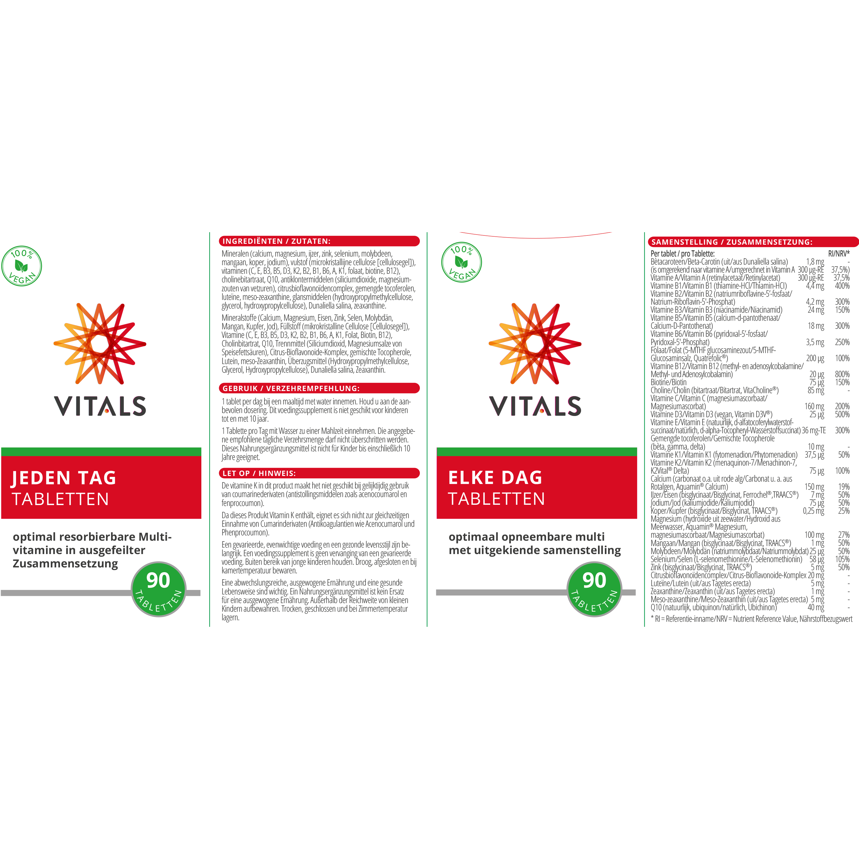 Jeden Tag 90 Tabletten mit Vitamin B12 und Folsäure