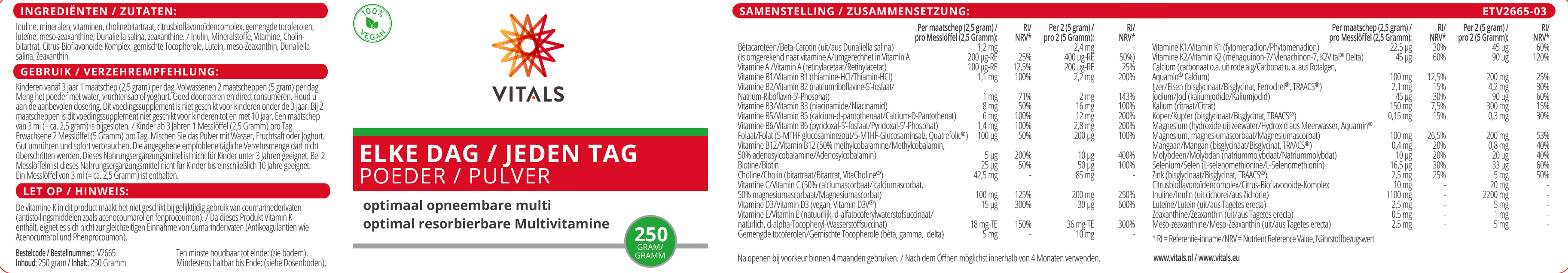 Jeden Tag Pulver von VITALS