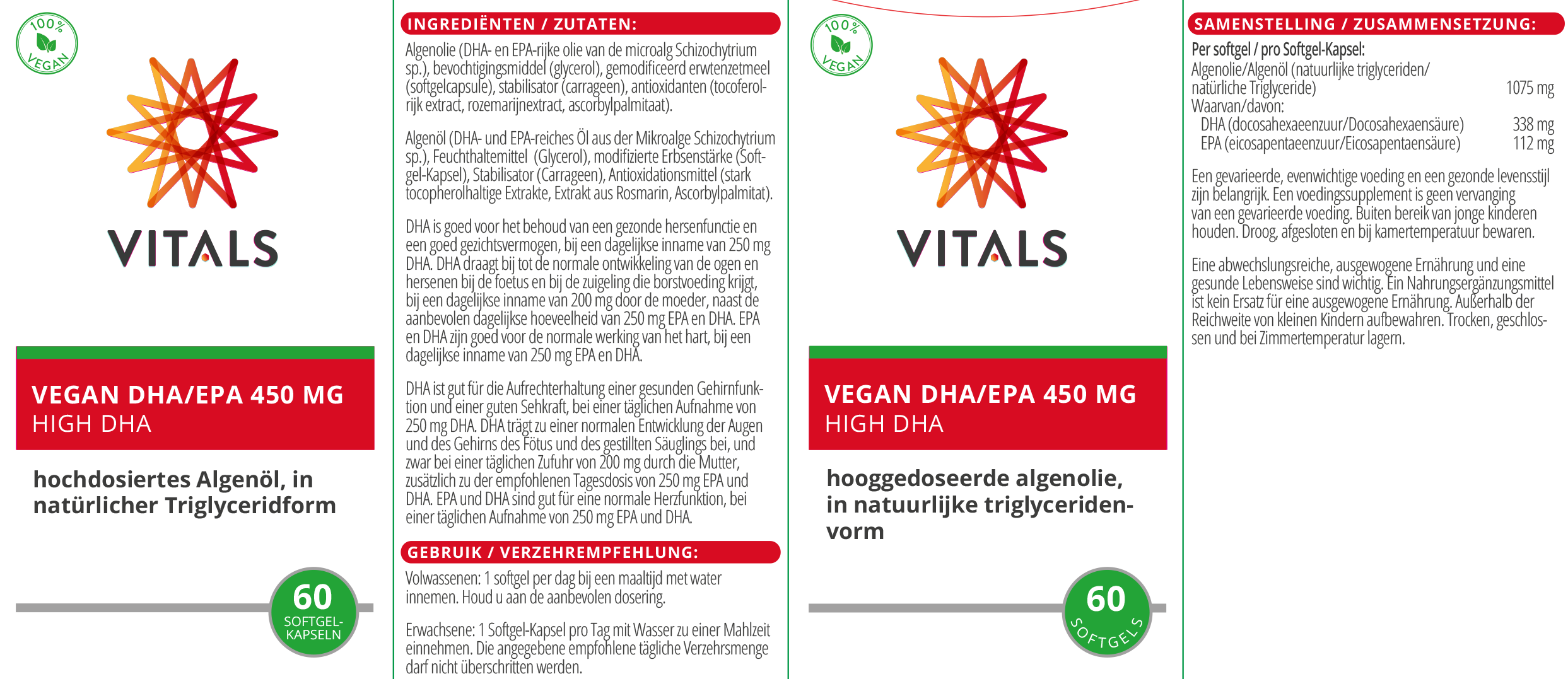 VEGAN DHA/EPA 450 mg von Vitals
