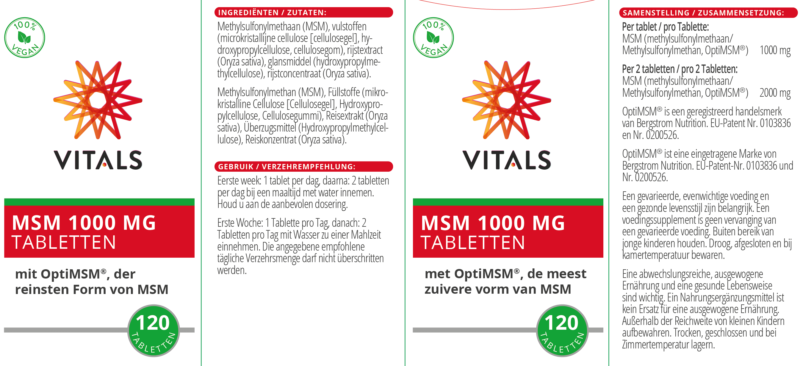MSM Tabletten 1000mg (OptiMSM®) von VITALS