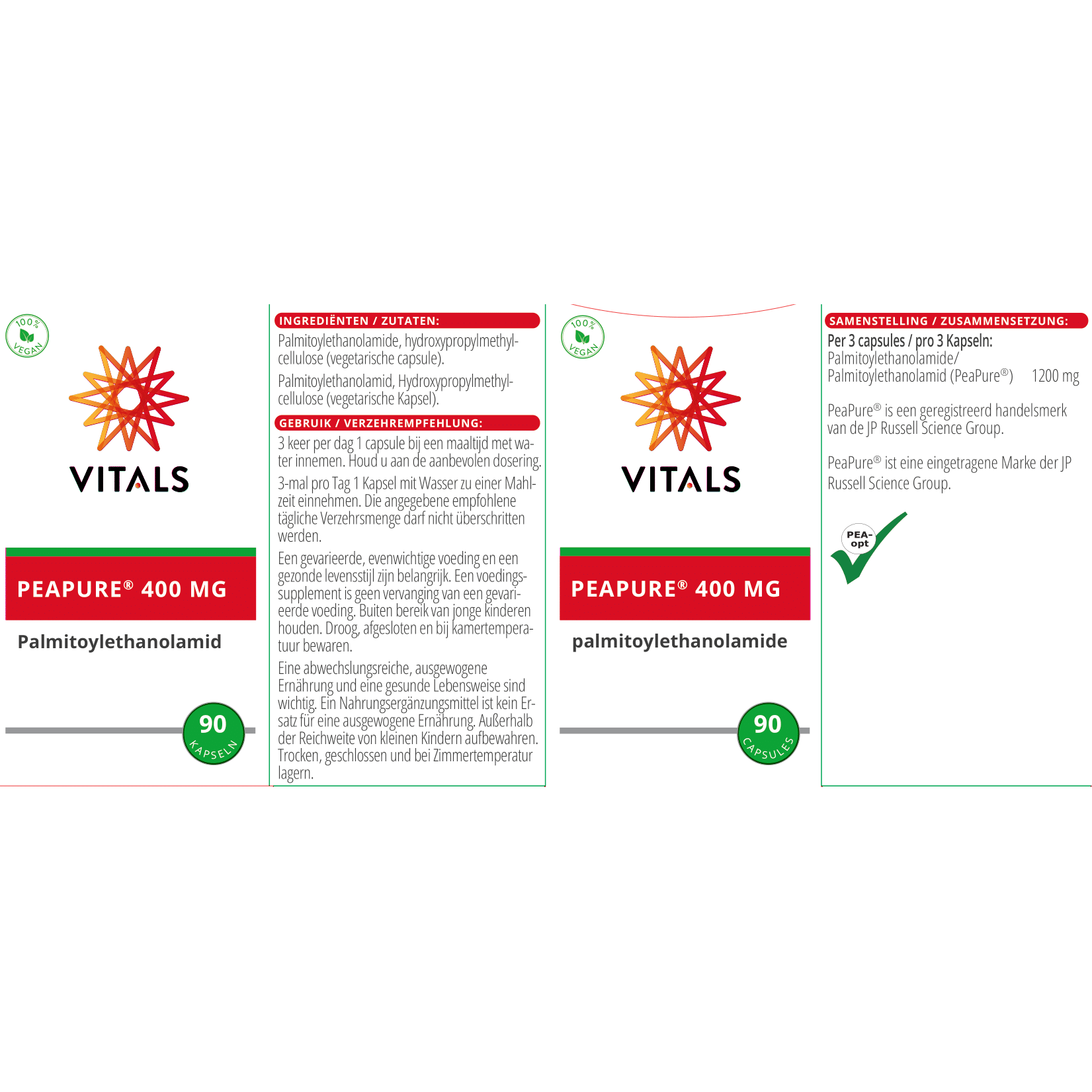 PEA Pure® 400 mg reines Palmitoylethanolamid von VITALS