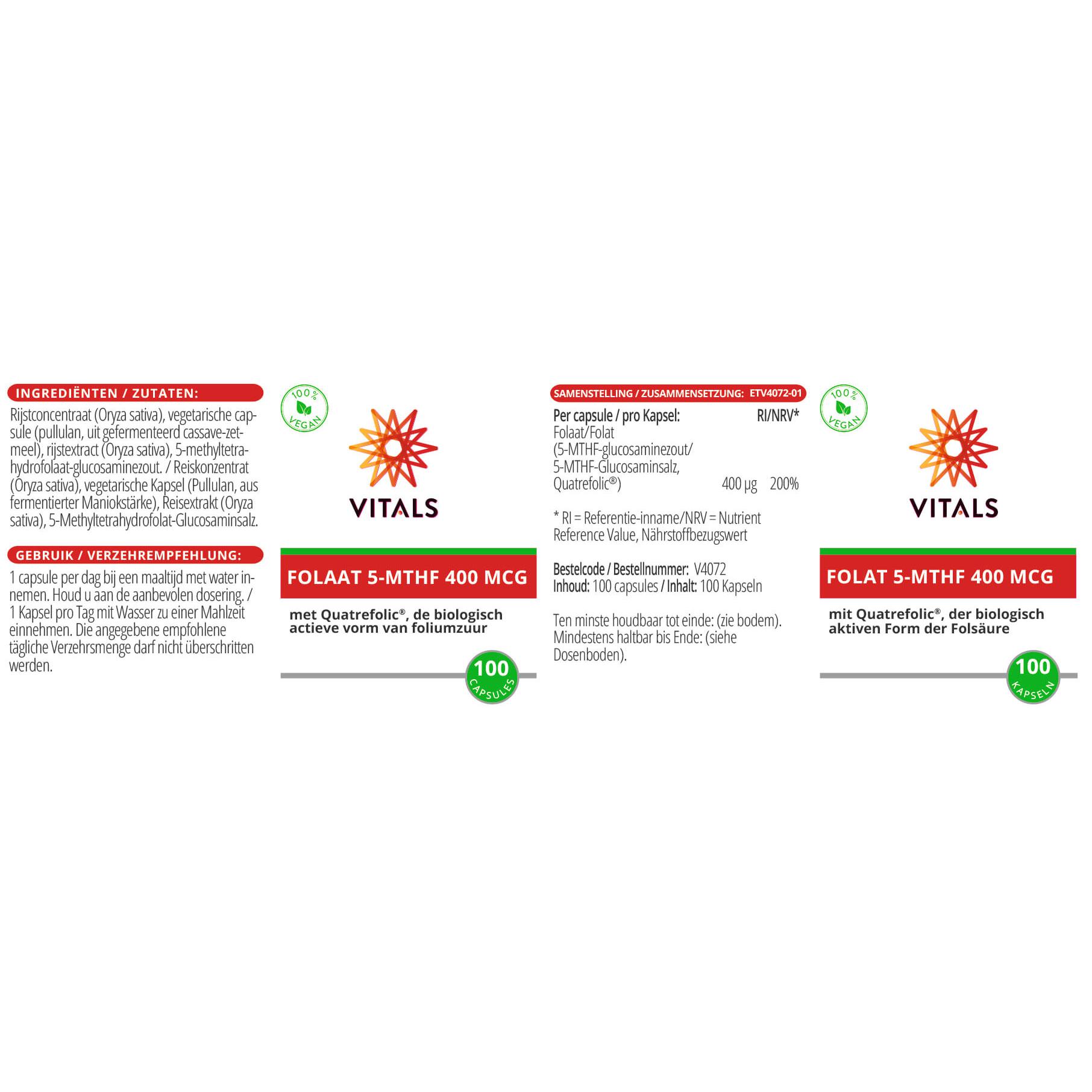 Folat 5-MTHF 400 mcg (100 Kapseln)