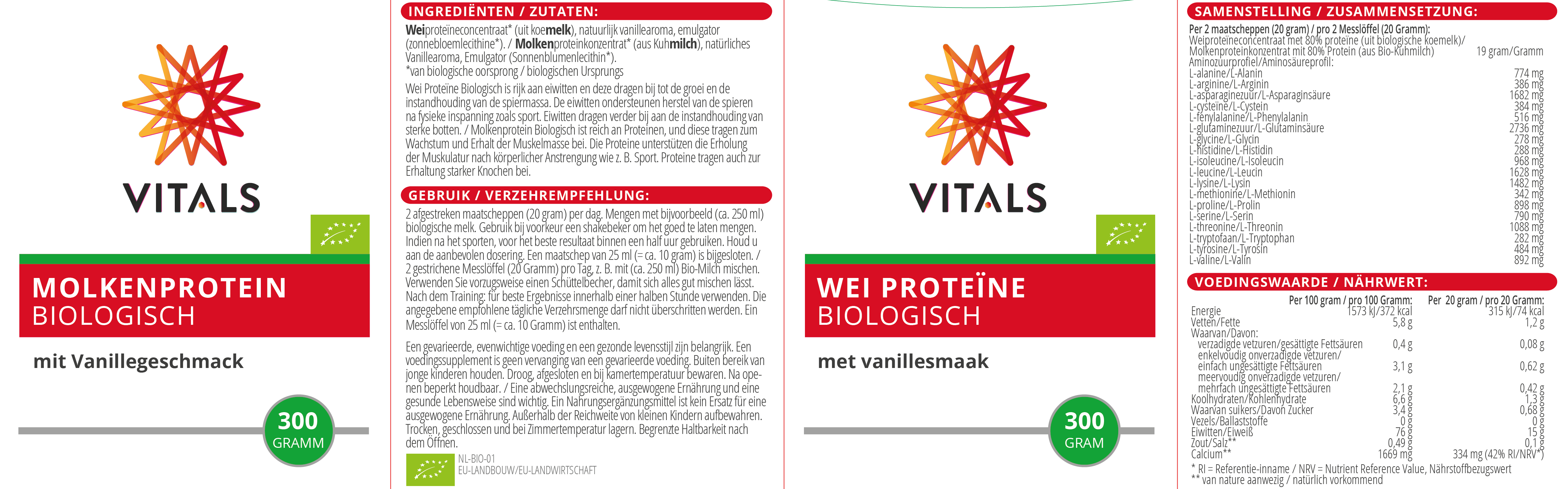 Molkenprotein Biologisch 300 g von VITALS