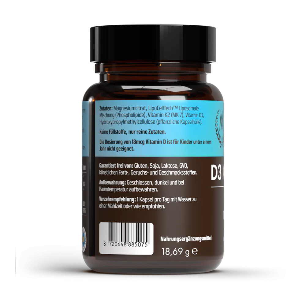 Liposomales Vegan D3 K2 Magnesium von Vitamunda
