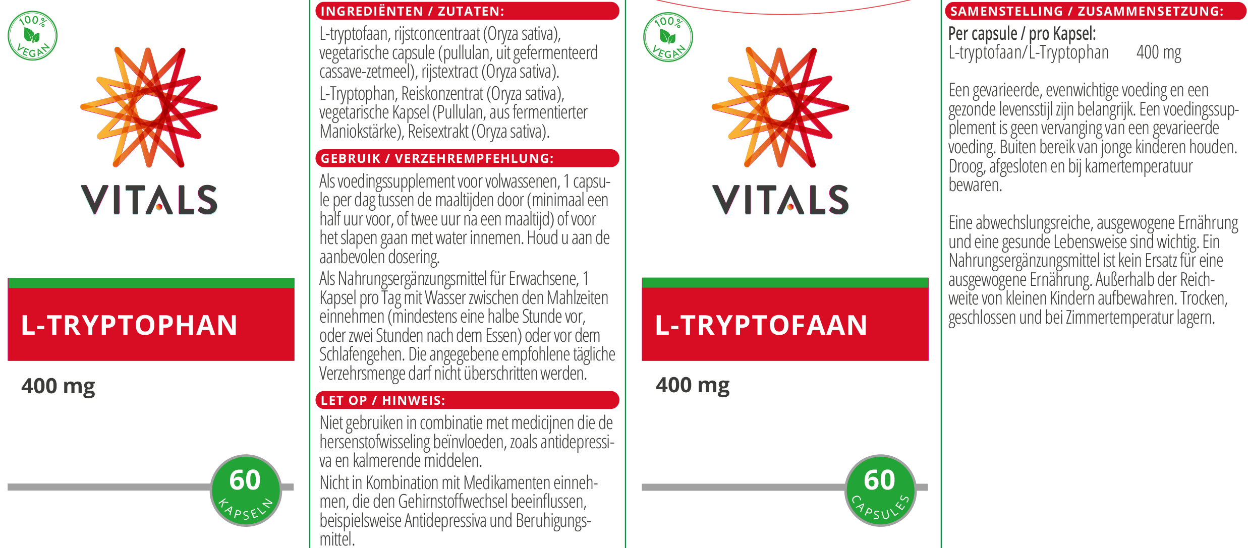 L-Tryptophan 400 mg von VITALS