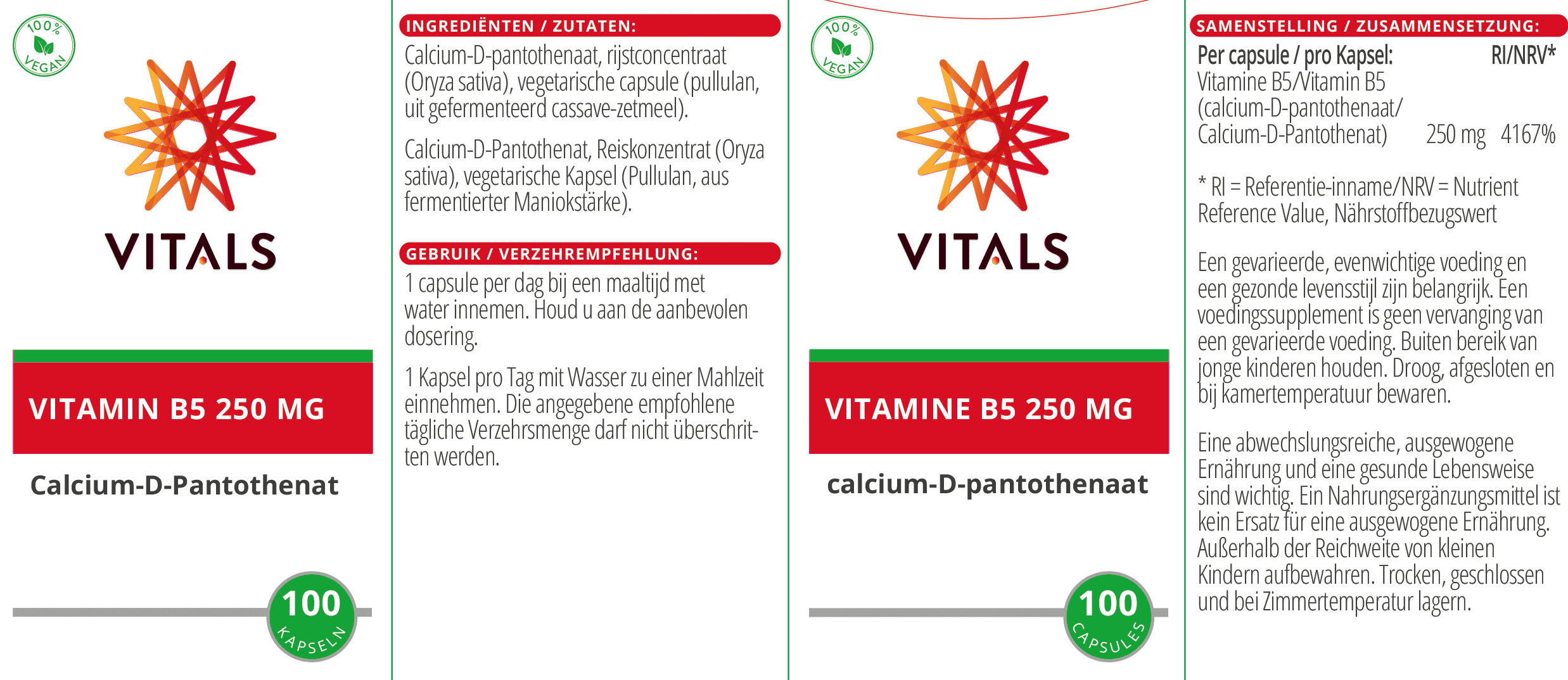 Vitamin B5 250 mg von VITALS