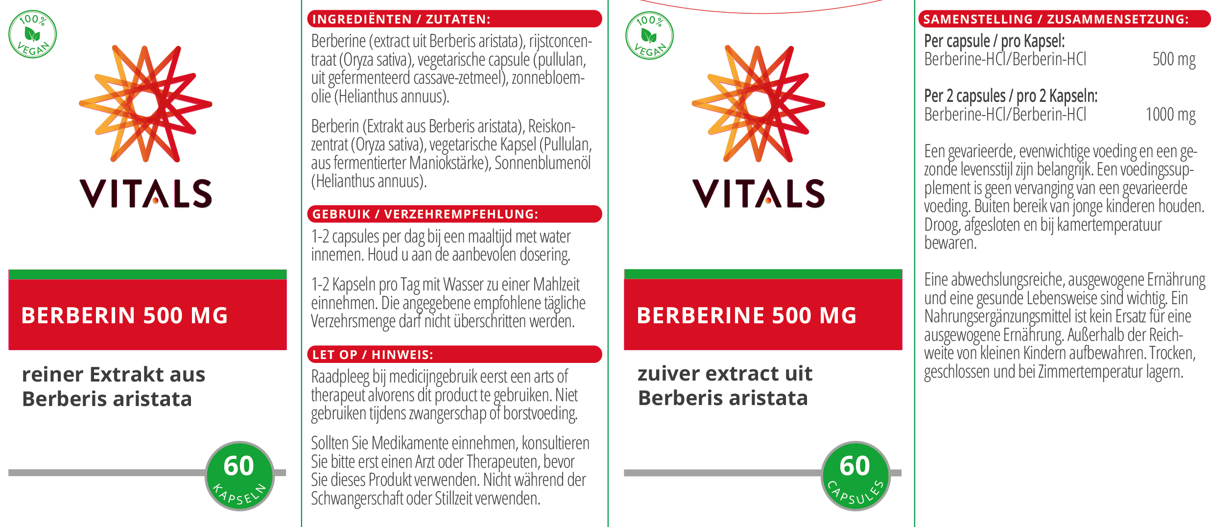 Berberin Kapseln 500 mg von VITALS