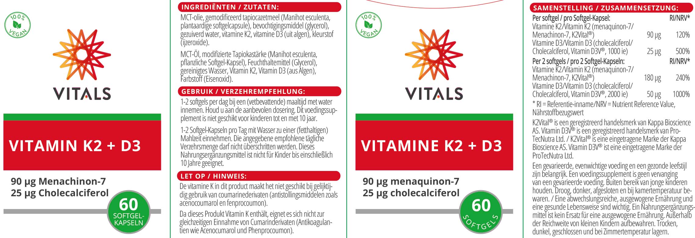 Vitamin K2 + D3 VEGAN von VITALS